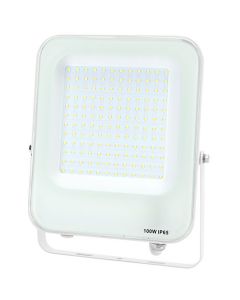 LED Bouwlamp - LED Schijnwerper - Aigi Rekan - 100 Watt - Helder/Koud Wit 6500K - Waterdicht IP65 - Rechthoek - Mat Wit - Aluminium