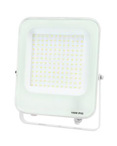 LED Bouwlamp - LED Schijnwerper - Aigi Rekan - 100 Watt - Natuurlijk Wit 4000K - Waterdicht IP65 - Rechthoek - Mat Wit - Aluminium