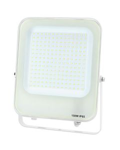 LED Bouwlamp - LED Schijnwerper - Aigi Rekan - 150 Watt - Helder/Koud Wit 6500K - Waterdicht IP65 - Rechthoek - Mat Wit - Aluminium