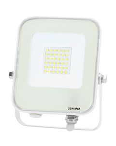 LED Bouwlamp - LED Schijnwerper - Aigi Rekan - 20 Watt - Helder/Koud Wit 6500K - Waterdicht IP65 - Rechthoek - Mat Wit - Aluminium