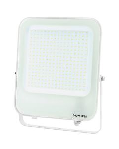 LED Bouwlamp - LED Schijnwerper - Aigi Rekan - 200 Watt - Helder/Koud Wit 6500K - Waterdicht IP65 - Rechthoek - Mat Wit - Aluminium