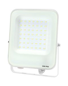 LED Bouwlamp - LED Schijnwerper - Aigi Rekan - 30 Watt - Helder/Koud Wit 6500K - Waterdicht IP65 - Rechthoek - Mat Wit - Aluminium