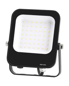 LED Bouwlamp - LED Schijnwerper - Aigi Rekan - 30 Watt - Helder/Koud Wit 6500K - Waterdicht IP65 - Rechthoek - Mat Zwart - Aluminium