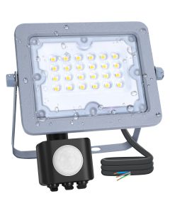 LED Bouwlamp met Sensor - Aigi Zuino - 20 Watt - Helder/Koud Wit 6500K - Waterdicht IP65 - Kantelbaar - Mat Grijs - Aluminium