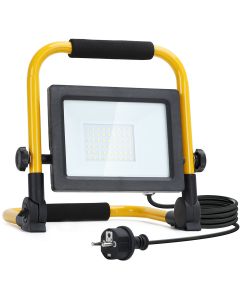 LED Bouwlamp met Stekker + Statief - Aigi Esol - 30 Watt - Helder/Koud Wit 6500K - Waterdicht IP65 - Kantelbaar