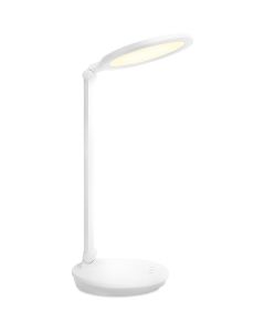 LED Bureaulamp - Aigi Awet - 8W - Aanpasbare Kleur - USB Oplaadbaar - Dimbaar - Rond - Mat Wit - Kunststof