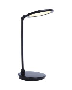 LED Bureaulamp - Aigi Awet - 8W - Aanpasbare Kleur - USB Oplaadbaar - Dimbaar - Rond - Mat Zwart - Kunststof