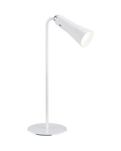 LED Bureaulamp - Trion Moxi - 2W - Warm Wit 3000K - Oplaadbaar - Rond - Mat Wit - Aluminium