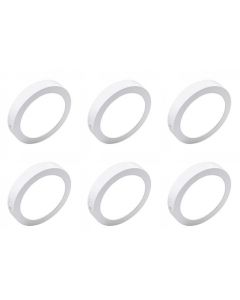 LED Downlight 6 Pack - Opbouw - 12W - Helder/Koud Wit 6000K - Rond - Mat Wit - Aluminium - Ø170mm