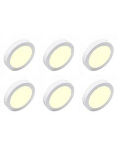 LED Downlight 6 Pack - Opbouw Rond 12W - Warm Wit 3000K - Mat Wit Aluminium - Ø170mm