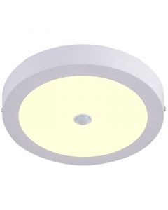 LED Downlight - Facto Dury - PIR Bewegingssensor 360° + Dag en Nacht Sensor - 18W - Warm Wit 2700K - Opbouw - Rond - Mat Wit - OSRAM LEDs