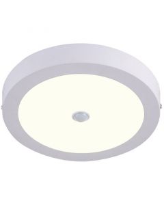 LED Downlight - Facto Dury - PIR Bewegingssensor 360° + Dag en Nacht Sensor - 18W - Natuurlijk Wit 4000K - Opbouw - Rond - Mat Wit - OSRAM LEDs