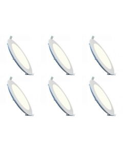 LED Downlight Slim 6 Pack - Inbouw Rond 3W - Natuurlijk Wit 4200K - Mat Wit Aluminium - Ø90mm