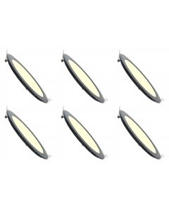 LED Downlight Slim 6 Pack - Inbouw Rond 6W - Warm Wit 3000K - Mat Zwart Aluminium - Ø120mm