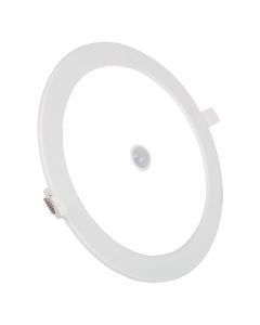 LED Downlight Slim - Aigi - PIR Bewegingssensor - Inbouw Rond 24W - Helder/Koud Wit 6000K - Mat Wit Aluminium - Ø240mm