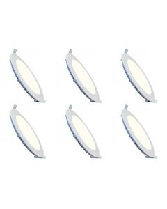 LED Downlight Slim Pro 6 Pack - Aigi - Inbouw Rond 20W - Natuurlijk Wit 4000K - Mat Wit - Ø240mm