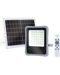 LED Floodlight op Zonne-energie - LED Schijnwerper - Aigi Florida - LED Solar Tuinverlichting Wandlamp - Afstandsbediening - Waterdicht IP65 - 100W - Helder/Koud Wit 6500