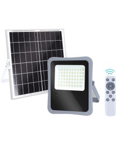 LED Floodlight op Zonne-energie - LED Schijnwerper - Aigi Florida - LED Solar Tuinverlichting Wandlamp - Afstandsbediening - Waterdicht IP65 - 200W - Helder/Koud Wit 6500K