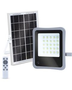 LED Floodlight op Zonne-energie - LED Schijnwerper - Aigi Florida - LED Solar Tuinverlichting Wandlamp - Afstandsbediening - Waterdicht IP65 - 50W - Helder/Koud Wit 6500K