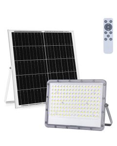 LED Floodlight op Zonne-energie - LED Schijnwerper - Aigi Hatay - LED Solar Tuinverlichting Wandlamp - Afstandsbediening - Waterdicht IP65 - 200W - Helder/Koud Wit 6500K