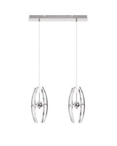 LED Hanglamp - Hangverlichting - Optra - 24W - Natuurlijk Wit 4000K - 2-lichts - Mat Chroom - Aluminium