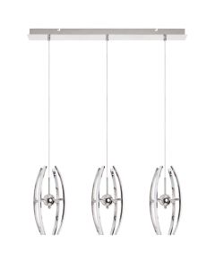 LED Hanglamp - Hangverlichting - Optra - 36W - Natuurlijk Wit 4000K - 3-lichts - Mat Chroom - Aluminium