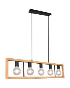 LED Hanglamp - Hangverlichting - Trion Aplon - E27 Fitting - 4-lichts - Rechthoek - Mat Zwart - Aluminium