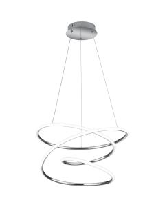 LED Hanglamp - Hangverlichting - Trion Bilona - 36W - Natuurlijk Wit 4000K - Dimbaar - Rond - Glans Chroom - Aluminium