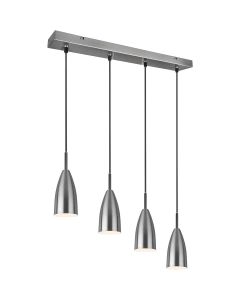 LED Hanglamp - Hangverlichting - Trion Farona - E14 Fitting - 4-lichts - Rond - Mat Nikkel - Aluminium