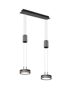 LED Hanglamp - Hangverlichting - Trion Franco - 14.4W - 2-lichts - Warm Wit 3000K - Rond - Mat Antraciet - Aluminium