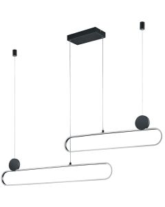 LED Hanglamp - Hangverlichting - Trion Grada - 54W - Aanpasbare Kleur - Dimbaar - Rechthoek - Geborsteld Zilver - Aluminium