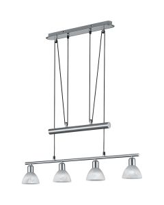 LED Hanglamp - Hangverlichting - Trion Levino - E14 Fitting - Warm Wit 3000K - 4-lichts - Rechthoek - Mat Nikkel - Aluminium