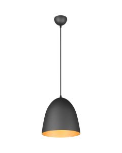 LED Hanglamp - Hangverlichting - Trion Lopez - E27 Fitting - 1-lichts - Rond - Mat Zwart/Goud - Aluminium