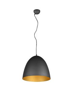 LED Hanglamp - Hangverlichting - Trion Lopez XL - E27 Fitting - 1-lichts - Rond - Mat Zwart/Goud - Aluminium