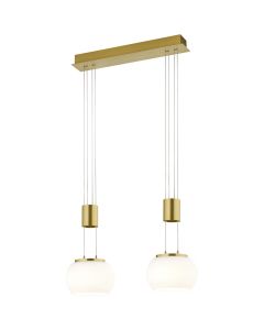 LED Hanglamp - Hangverlichting - Trion Maliba - 16W - 2-lichts - Warm Wit 3000K - Dimbaar - Rechthoek - Mat Goud - Aluminium