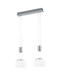 LED Hanglamp - Hangverlichting - Trion Maliba - 16W - 2-lichts - Warm Wit 3000K - Dimbaar - Rechthoek - Mat Nikkel - Aluminium