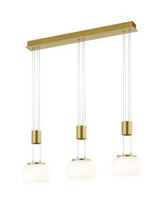 LED Hanglamp - Hangverlichting - Trion Maliba - 24W - 3-lichts - Warm Wit 3000K - Dimbaar - Rechthoek - Mat Goud - Aluminium