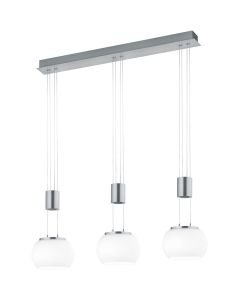 LED Hanglamp - Hangverlichting - Trion Maliba - 24W - 3-lichts - Warm Wit 3000K - Dimbaar - Rechthoek - Mat Nikkel - Aluminium