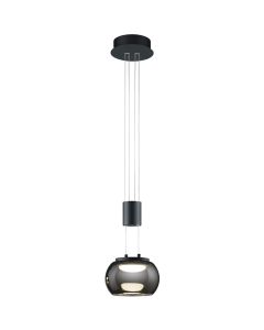 LED Hanglamp - Hangverlichting - Trion Maliba - 8W - 1-lichts - Warm Wit 3000K - Dimbaar - Rond - Mat Zwart - Aluminium