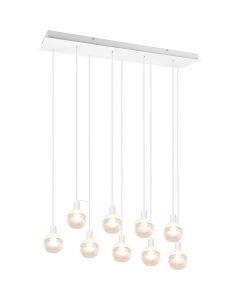 LED Hanglamp - Hangverlichting - Trion Merda - E14 Fitting - 9-lichts - Rechthoek - Mat Wit - Aluminium