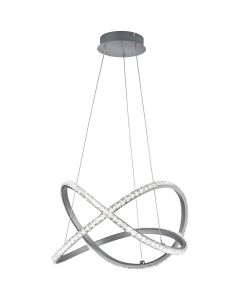 LED Hanglamp - Hangverlichting - Trion Nubi - 26W - Warm Wit 3000K - RGBW - Rond - Mat Grijs - Aluminium