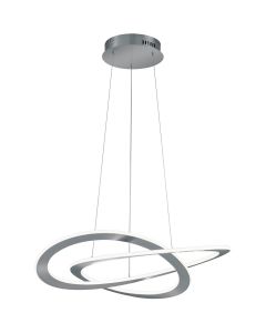 LED Hanglamp - Hangverlichting - Trion Oaky - 52W - Warm Wit 3000K - Dimbaar - Rond - Mat Nikkel - Aluminium