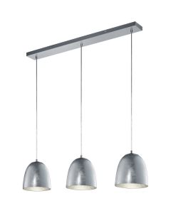 LED Hanglamp - Hangverlichting - Trion Onutia - E14 Fitting - 3-lichts - Rechthoek - Mat Zilver - Aluminium