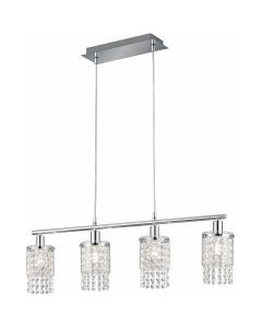 LED Hanglamp - Hangverlichting - Trion Pocino - E14 Fitting - 4-lichts - Rechthoek - Mat Chroom - Aluminium