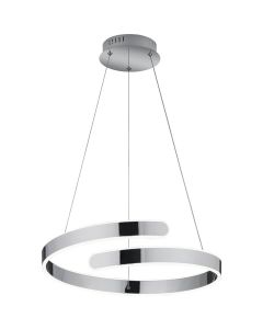 LED Hanglamp - Hangverlichting - Trion Prigon - 37W - Natuurlijk Wit 4000K - Dimbaar - Rond - Glans Chroom - Aluminium