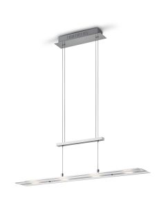 LED Hanglamp - Hangverlichting - Trion Silom - Warm Wit 3000K - 4-lichts - Rechthoek - Mat Nikkel - Metaal 1