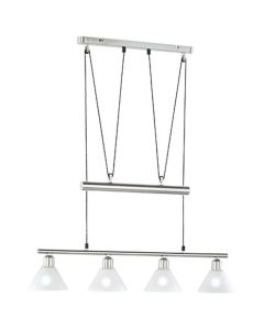 LED Hanglamp - Hangverlichting - Trion Stomun - E14 Fitting - 4-lichts - Rechthoek - Mat Nikkel - Aluminium