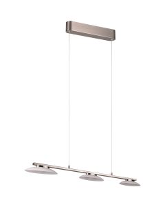 LED Hanglamp - Hangverlichting - Trion Tron - 9W - Warm Wit 3000K - 3-lichts - Dimbaar - Mat Nikkel - Metaal 1