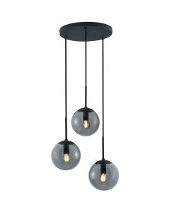 LED Hanglamp - Trion Balina - E14 Fitting - 3-lichts - Rond - Mat Zwart - Aluminium