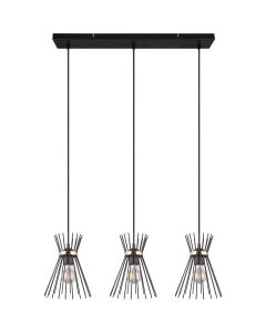 LED Hanglamp - Trion Drado - E27 Fitting - 3-lichts - Rechthoek - Zwart Goud - Metaal 1